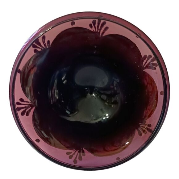 Ardalt Covered Dish Italy Gold Floral Amethyst Glass Gold Handpainted Vintage. - Picture 7 of 16